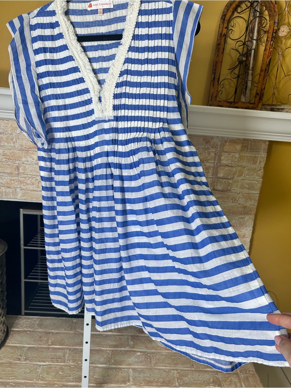 Jude Connally Blue & White Stripe Cotton Tunic Dress | XS | Coastal Resort #143 - Picture 4 of 9